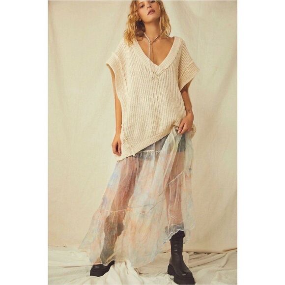 NEW FREE PEOPLE RIVERSIDE TOOL & DYE SILK ORGANZA TIE DYE MAXI SLIP SKIRT - Picture 6 of 8